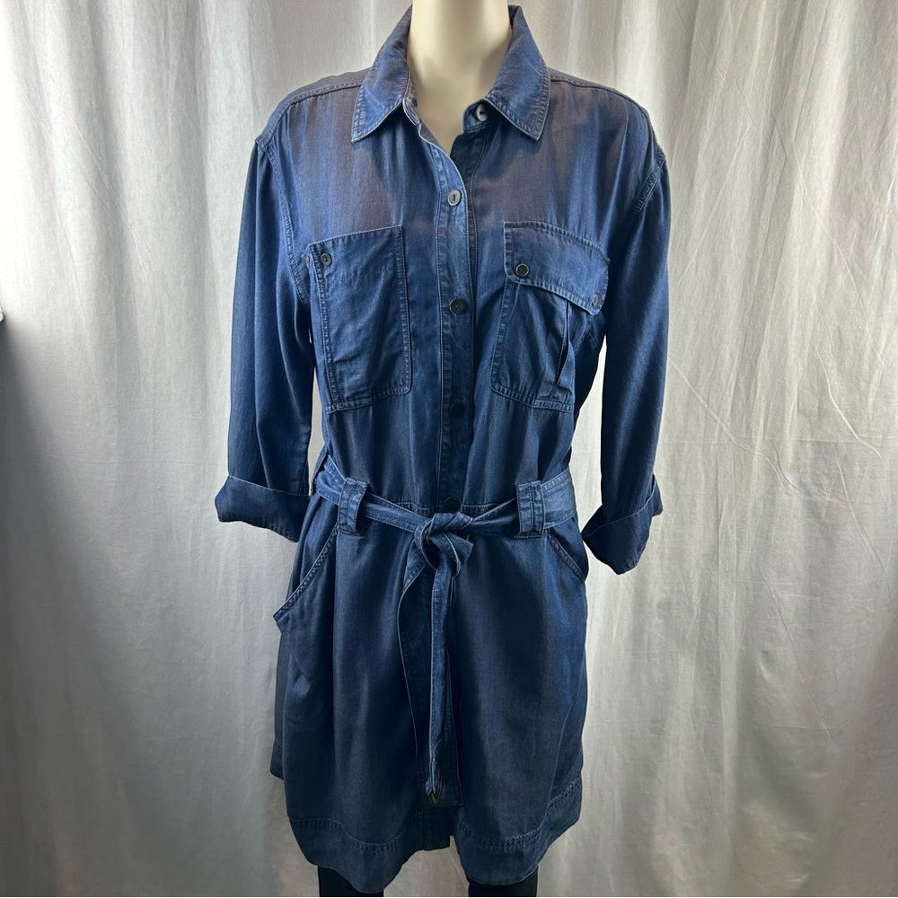 RACHEL Rachel Roy Denim Chambray Belted Dress 10